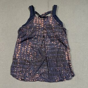 Jockey Women's Tank Top Blue Brown Abstract Print Athletic Activewear Size L